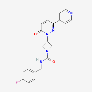 molecular formula C20H18FN5O2 B2571818 N-[(4-Fluorophenyl)methyl]-3-(6-oxo-3-pyridin-4-ylpyridazin-1-yl)azetidine-1-carboxamide CAS No. 2380185-38-4