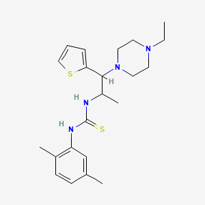 molecular formula C22H32N4S2 B2571829 1-(2,5-Dimethylphenyl)-3-(1-(4-ethylpiperazin-1-yl)-1-(thiophen-2-yl)propan-2-yl)thiourea CAS No. 863017-65-6