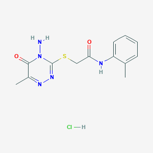 molecular formula C13H16ClN5O2S B2571835 2-((4-amino-6-methyl-5-oxo-4,5-dihydro-1,2,4-triazin-3-yl)thio)-N-(o-tolyl)acetamide hydrochloride CAS No. 1216568-50-1