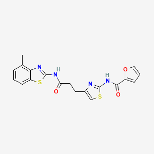 molecular formula C19H16N4O3S2 B2571839 N-(4-(3-((4-methylbenzo[d]thiazol-2-yl)amino)-3-oxopropyl)thiazol-2-yl)furan-2-carboxamide CAS No. 1021229-35-5