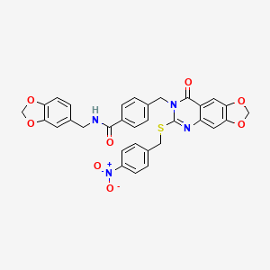 N-(1,3-benzodioxol-5-ylmethyl)-4-{[6-[(4-nitrobenzyl)thio]-8-oxo[1,3]dioxolo[4,5-g]quinazolin-7(8H)-yl]methyl}benzamide