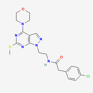 molecular formula C20H23ClN6O2S B2571869 2-(4-chlorophenyl)-N-(2-(6-(methylthio)-4-morpholino-1H-pyrazolo[3,4-d]pyrimidin-1-yl)ethyl)acetamide CAS No. 946282-89-9