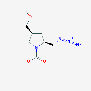 molecular formula C12H22N4O3 B2571884 叔丁基 (2S,4S)-2-(叠氮甲基)-4-(甲氧基甲基)吡咯烷-1-羧酸盐 CAS No. 2567489-69-2