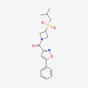 molecular formula C17H20N2O4S B2571886 (3-(Isobutylsulfonyl)azetidin-1-yl)(5-phenylisoxazol-3-yl)methanone CAS No. 1797846-18-4