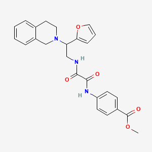 molecular formula C25H25N3O5 B2571887 methyl 4-(2-((2-(3,4-dihydroisoquinolin-2(1H)-yl)-2-(furan-2-yl)ethyl)amino)-2-oxoacetamido)benzoate CAS No. 898458-91-8