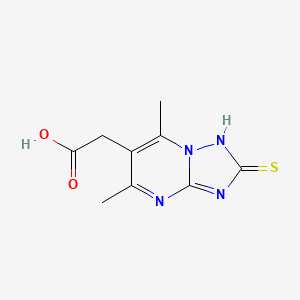 molecular formula C9H10N4O2S B2571906 2-{5,7-Dimethyl-2-sulfanyl-[1,2,4]triazolo[1,5-a]pyrimidin-6-yl}acetic acid CAS No. 863668-01-3