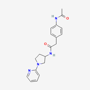 molecular formula C19H22N4O2 B2571907 2-(4-acetamidophenyl)-N-(1-(pyridin-2-yl)pyrrolidin-3-yl)acetamide CAS No. 1795471-23-6
