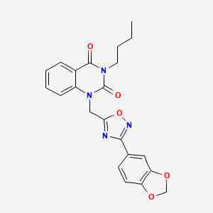 molecular formula C22H20N4O5 B2571908 1-{[3-(1,3-benzodioxol-5-yl)-1,2,4-oxadiazol-5-yl]methyl}-3-butylquinazoline-2,4(1H,3H)-dione CAS No. 1207011-62-8
