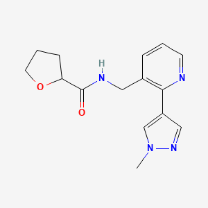 molecular formula C15H18N4O2 B2571916 N-((2-(1-methyl-1H-pyrazol-4-yl)pyridin-3-yl)methyl)tetrahydrofuran-2-carboxamide CAS No. 2034229-31-5