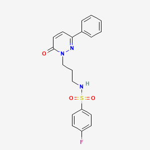 molecular formula C19H18FN3O3S B2571918 4-氟-N-(3-(6-氧代-3-苯基吡啶嗪-1(6H)-基)丙基)苯磺酰胺 CAS No. 1021120-57-9