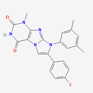 molecular formula C22H18FN5O2 B2571922 8-(3,5-二甲基苯基)-7-(4-氟苯基)-1-甲基-1H-咪唑并[2,1-f]嘌呤-2,4(3H,8H)-二酮 CAS No. 923461-81-8