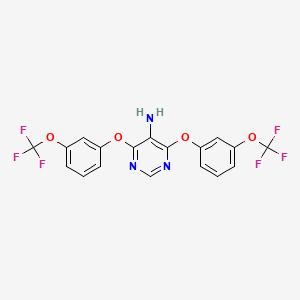 molecular formula C18H11F6N3O4 B2571923 4,6-双[3-(三氟甲氧基)苯氧基]嘧啶-5-胺 CAS No. 864371-12-0