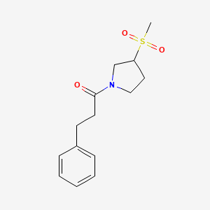 molecular formula C14H19NO3S B2571925 1-(3-(Methylsulfonyl)pyrrolidin-1-yl)-3-phenylpropan-1-one CAS No. 1448077-75-5