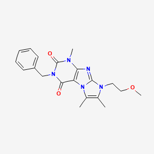 molecular formula C20H23N5O3 B2571930 3-benzyl-8-(2-methoxyethyl)-1,6,7-trimethyl-1H-imidazo[2,1-f]purine-2,4(3H,8H)-dione CAS No. 876676-26-5