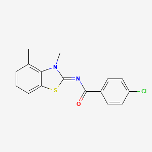 molecular formula C16H13ClN2OS B2571932 (E)-4-chloro-N-(3,4-dimethylbenzo[d]thiazol-2(3H)-ylidene)benzamide CAS No. 865543-93-7