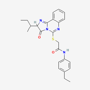molecular formula C24H26N4O2S B2571935 2-[(2-叔丁基-3-氧代-2,3-二氢咪唑并[1,2-c]喹唑啉-5-基)硫代]-N-(4-乙基苯基)乙酰胺 CAS No. 1023505-84-1