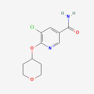 molecular formula C11H13ClN2O3 B2571936 5-chloro-6-((tetrahydro-2H-pyran-4-yl)oxy)nicotinamide CAS No. 1903274-56-5