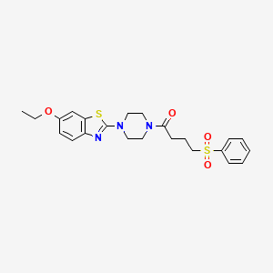 molecular formula C23H27N3O4S2 B2571939 1-(4-(6-Ethoxybenzo[d]thiazol-2-yl)piperazin-1-yl)-4-(phenylsulfonyl)butan-1-one CAS No. 941925-48-0