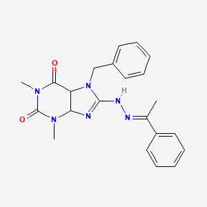 molecular formula C22H22N6O2 B2571942 7-benzyl-1,3-dimethyl-8-[(2E)-2-(1-phenylethylidene)hydrazin-1-yl]-2,3,6,7-tetrahydro-1H-purine-2,6-dione CAS No. 1321753-76-7
