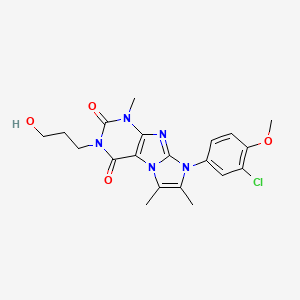 molecular formula C20H22ClN5O4 B2571945 6-(3-Chloro-4-methoxyphenyl)-2-(3-hydroxypropyl)-4,7,8-trimethylpurino[7,8-a]imidazole-1,3-dione CAS No. 876673-26-6