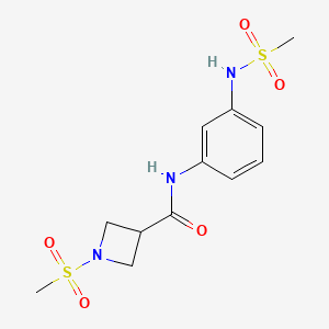 molecular formula C12H17N3O5S2 B2571960 N-(3-(甲基磺酰胺基)苯基)-1-(甲基磺酰基)氮杂环丁烷-3-甲酰胺 CAS No. 1448130-96-8