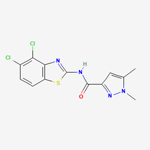 molecular formula C13H10Cl2N4OS B2571961 N-(4,5-dichlorobenzo[d]thiazol-2-yl)-1,5-dimethyl-1H-pyrazole-3-carboxamide CAS No. 1013784-73-0
