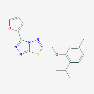molecular formula C18H18N4O2S B257197 [3-(2-Furyl)[1,2,4]triazolo[3,4-b][1,3,4]thiadiazol-6-yl]methyl 2-isopropyl-5-methylphenyl ether 