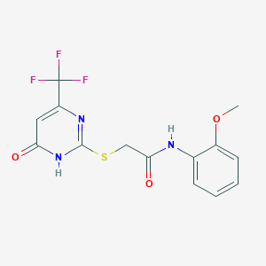 molecular formula C14H12F3N3O3S B2571970 N-(2-methoxyphenyl)-2-((6-oxo-4-(trifluoromethyl)-1,6-dihydropyrimidin-2-yl)thio)acetamide CAS No. 941873-19-4