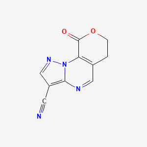 molecular formula C10H6N4O2 B2571977 9-氧代-6,9-二氢-7H-吡喃并[4,3-e]吡唑并[1,5-a]嘧啶-3-腈 CAS No. 1087792-12-8
