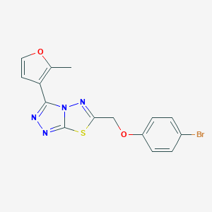 molecular formula C15H11BrN4O2S B257198 6-[(4-Bromophenoxy)methyl]-3-(2-methyl-3-furyl)[1,2,4]triazolo[3,4-b][1,3,4]thiadiazole 