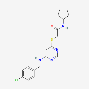 molecular formula C18H21ClN4OS B2571985 2-((6-((4-chlorobenzyl)amino)pyrimidin-4-yl)thio)-N-cyclopentylacetamide CAS No. 1251550-79-4