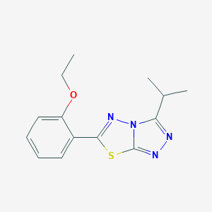 molecular formula C14H16N4OS B257199 Ethyl 2-(3-isopropyl[1,2,4]triazolo[3,4-b][1,3,4]thiadiazol-6-yl)phenyl ether 