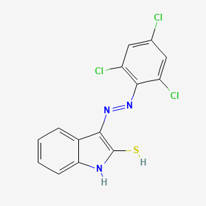 molecular formula C14H8Cl3N3S B2571994 2-thioxo-1,2-dihydro-3H-indol-3-one N-(2,4,6-trichlorophenyl)hydrazone CAS No. 862665-28-9