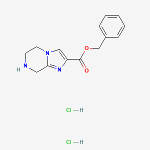 molecular formula C14H17Cl2N3O2 B2572000 benzyl 5H,6H,7H,8H-imidazo[1,2-a]pyrazine-2-carboxylate dihydrochloride CAS No. 2227206-01-9