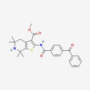 molecular formula C27H28N2O4S B2572006 2-(4-苯甲酰苯甲酰氨基)-5,5,7,7-四甲基-4,5,6,7-四氢噻吩并[2,3-c]吡啶-3-羧酸甲酯 CAS No. 887900-30-3