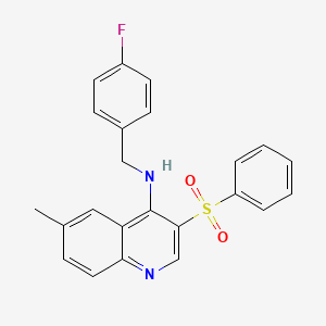 molecular formula C23H19FN2O2S B2572009 3-(benzenesulfonyl)-N-[(4-fluorophenyl)methyl]-6-methylquinolin-4-amine CAS No. 895642-18-9