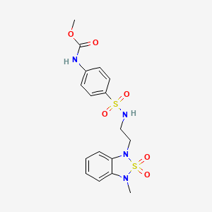 molecular formula C17H20N4O6S2 B2572038 甲基(4-(N-(2-(3-甲基-2,2-二氧代苯并[c][1,2,5]噻二唑-1(3H)-基)乙基)磺酰胺基)苯基)氨基甲酸酯 CAS No. 2034239-12-6