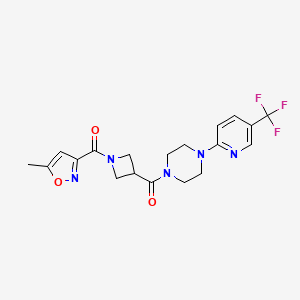 molecular formula C19H20F3N5O3 B2572052 (5-Methylisoxazol-3-yl)(3-(4-(5-(trifluoromethyl)pyridin-2-yl)piperazine-1-carbonyl)azetidin-1-yl)methanone CAS No. 1704576-44-2