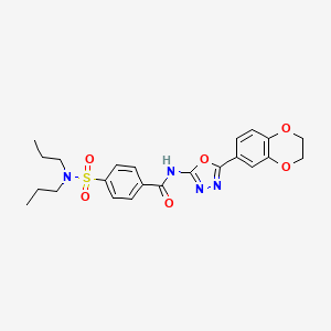 molecular formula C23H26N4O6S B2572058 N-[5-(2,3-二氢-1,4-苯并二噁杂环-6-基)-1,3,4-恶二唑-2-基]-4-(二丙基磺酰胺)苯甲酰胺 CAS No. 862808-37-5