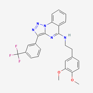 molecular formula C26H22F3N5O2 B2572062 N-[2-(3,4-dimethoxyphenyl)ethyl]-3-[3-(trifluoromethyl)phenyl]-[1,2,3]triazolo[1,5-a]quinazolin-5-amine CAS No. 902581-10-6