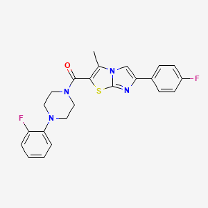 molecular formula C23H20F2N4OS B2572074 (6-(4-Fluorophenyl)-3-methylimidazo[2,1-b]thiazol-2-yl)(4-(2-fluorophenyl)piperazin-1-yl)methanone CAS No. 852133-88-1