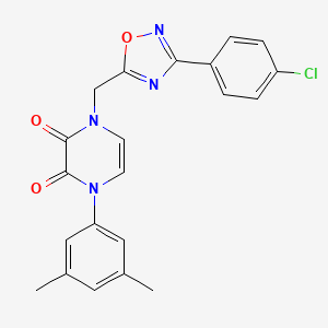 molecular formula C21H17ClN4O3 B2572083 1-{[3-(4-Chlorophenyl)-1,2,4-oxadiazol-5-yl]methyl}-4-(3,5-dimethylphenyl)-1,4-dihydro-2,3-pyrazinedione CAS No. 1251635-33-2
