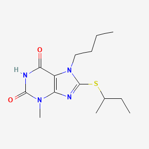 molecular formula C14H22N4O2S B2572087 8-Butan-2-ylsulfanyl-7-butyl-3-methylpurine-2,6-dione CAS No. 303969-00-8