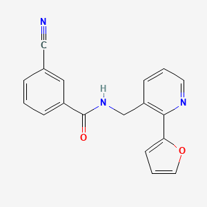 molecular formula C18H13N3O2 B2572091 3-cyano-N-((2-(furan-2-yl)pyridin-3-yl)methyl)benzamide CAS No. 2034343-88-7