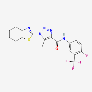 molecular formula C18H15F4N5OS B2572095 N-(4-fluoro-3-(trifluoromethyl)phenyl)-5-methyl-1-(4,5,6,7-tetrahydrobenzo[d]thiazol-2-yl)-1H-1,2,3-triazole-4-carboxamide CAS No. 1286714-17-7