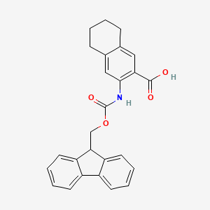 molecular formula C26H23NO4 B2572098 3-(9H-Fluoren-9-ylmethoxycarbonylamino)-5,6,7,8-tetrahydronaphthalene-2-carboxylic acid CAS No. 2243513-09-7