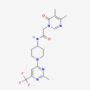 molecular formula C19H23F3N6O2 B2572109 2-(4,5-dimethyl-6-oxopyrimidin-1(6H)-yl)-N-(1-(2-methyl-6-(trifluoromethyl)pyrimidin-4-yl)piperidin-4-yl)acetamide CAS No. 2034406-50-1