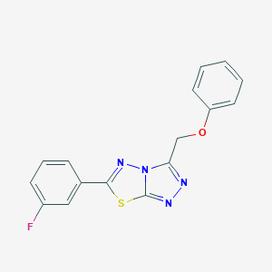 molecular formula C16H11FN4OS B257211 6-(3-Fluorophenyl)-3-(phenoxymethyl)[1,2,4]triazolo[3,4-b][1,3,4]thiadiazole 