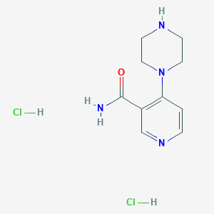molecular formula C10H16Cl2N4O B2572116 二盐酸 4-(哌嗪-1-基)烟酰胺 CAS No. 2260932-59-8