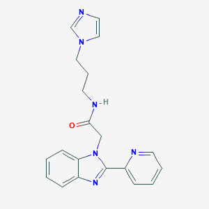molecular formula C20H20N6O B257213 N-[3-(1H-imidazol-1-yl)propyl]-2-[2-(2-pyridinyl)-1H-benzimidazol-1-yl]acetamide 